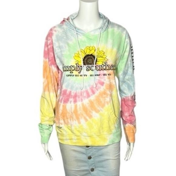 Simply Southern Tie Dye Hoodie Sweatshirt Women S Simply Bee Happy Collection - Picture 1 of 8